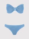 Hunza G 'tina' Blue Sleeveless Bikini With Rear Ruched Details In Blue