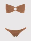 Hunza G 'gloria' Brown Bikini With Bandeau Design And Tonal Loops In Brown