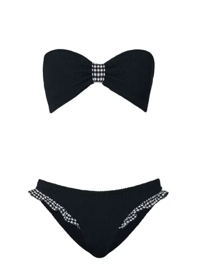 HUNZA G HUNZA G BLACK CHECK JEAN BIKINI