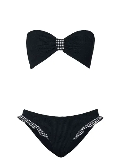 HUNZA G BLACK CHECK JEAN BIKINI