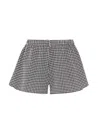 Hunza G Seersucker Gingham Elastic Waistband Shorts