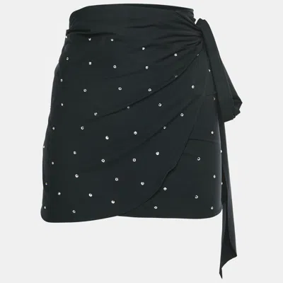 Pre-owned Hunza G Black Jersey Swarovski Tie-side Sarong One Size
