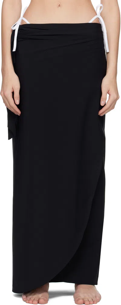 Hunza G Black Long Upf 50+ Sarong Cover-up Skirt