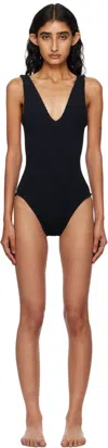 Hunza G Sadie Seersucker Swimsuit In Black