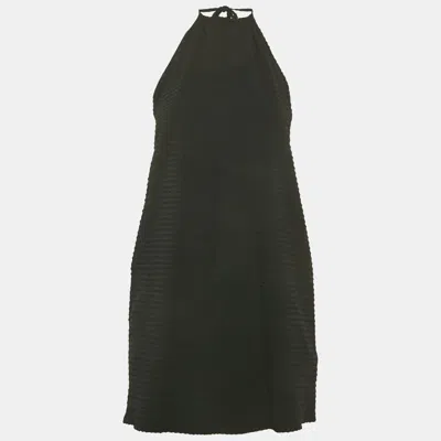Hunza G Black Seersucker Halterneck Mini Dress