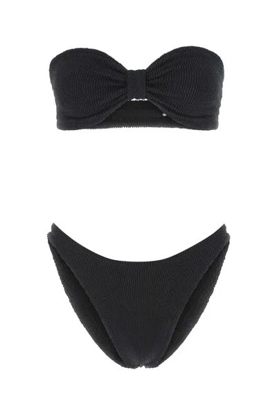 HUNZA G BLACK STRETCH NYLON JEAN BIKINI