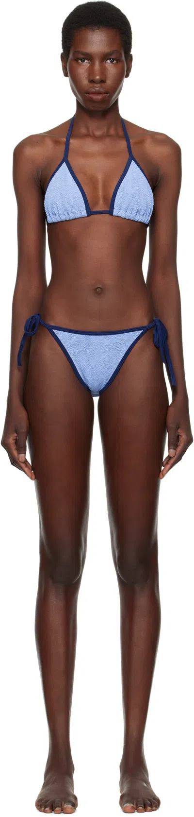 HUNZA G BLUE & NAVY GINA CONTRAST BIKINI