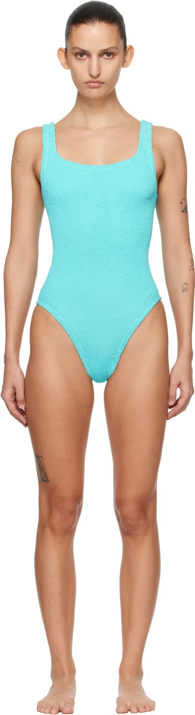 Hunza G Blue Coverage Square Neck Swimsuit