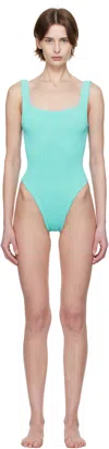 Hunza G Blue Square Neck Swimsuit In Aqua