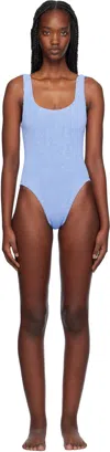 Hunza G Blue Square Neck Swimsuit In Cornflower