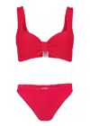Hunza G Bonnie Bikini Set | One Size Fit Crinkle Swimsuit | Full Bust Support | Womens Designer Swimwear | R In Red