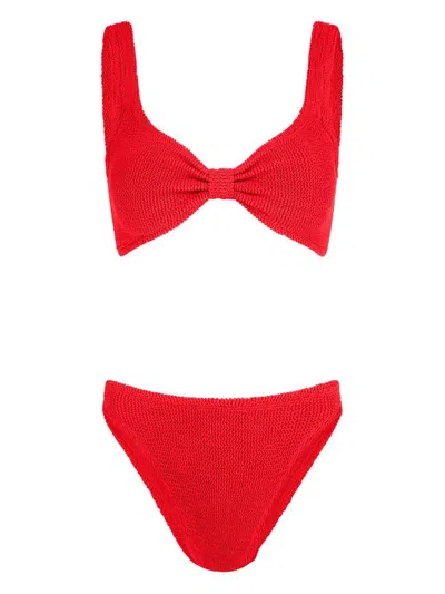 Hunza G Bonnie Crinkle Bikini Set In Red