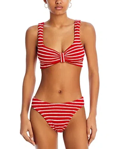 Hunza G Bonnie Crinkle Bikini Top & Bottoms Set In Red