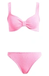 Hunza G Bonnie Crinkle Twist Two-piece Swimsuit In Pink