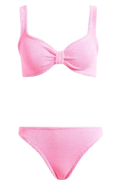 Hunza G Bonnie Crinkle Twist Two-piece Swimsuit In Pink