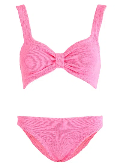 Hunza G Bonnie Seersucker Bikini In Bright Pink