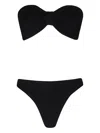 Hunza G Tina Bikini Textured Bandeau Top In Black