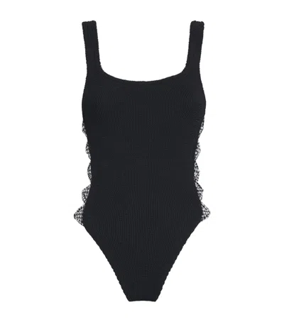 HUNZA G BOW-TRIM GINGHAM TIFFANY SWIMSUIT