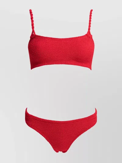 Hunza G Braided Straps Textured Fabric Bikini Set