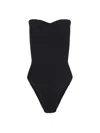 Hunza G Brooke Strapless Seersucker Swimsuit In Black