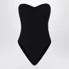 Hunza G Brooke Strapless Seersucker Swimsuit In Black