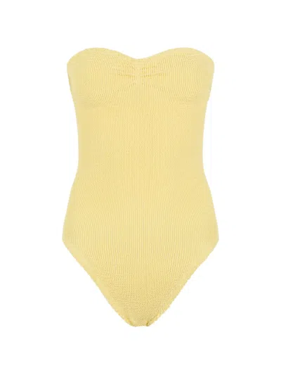 Hunza G Brooke Seersucker Swimsuit In Yellow