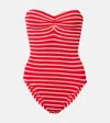 Hunza G Brooke Striped Swimsuit In Red