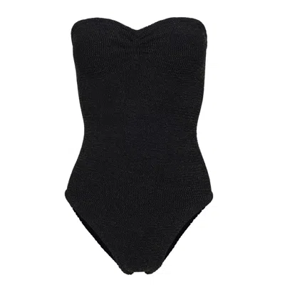 Hunza G Brooke Swim Lurex Crinkle Black/gold