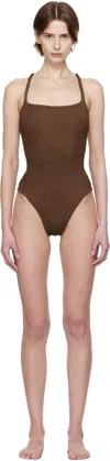 Hunza G Costume Intero Bette In Metallic Chocolate