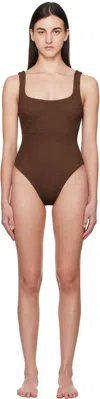 Hunza G Maya Swimsuit Metallic Chocolate One Size In Metallic Chocolate