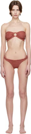 Hunza G Burgundy Gloria Bikini In Metallic Rosewood