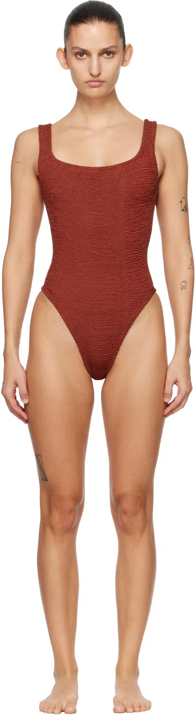 Hunza G Burgundy Square Neck Swimsuit