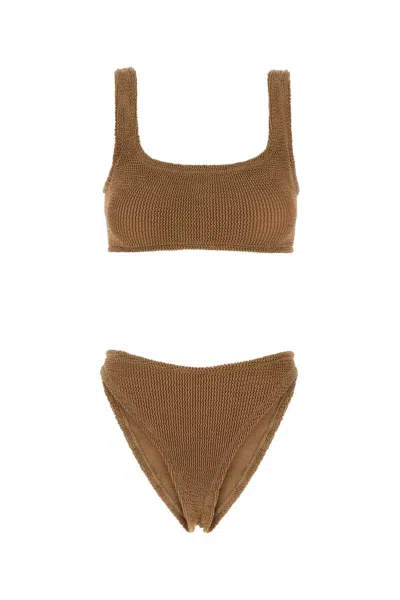 Hunza G Camel Xandra Stretch Nylon Bikini In Brown