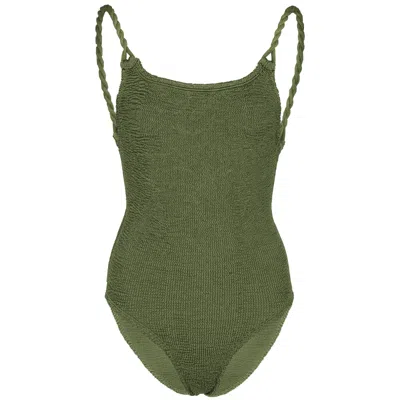 Hunza G Camille One Piece Metallic Khaki In Green