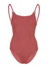 Hunza G Camille One Piece Metallic Rosewood In Pink