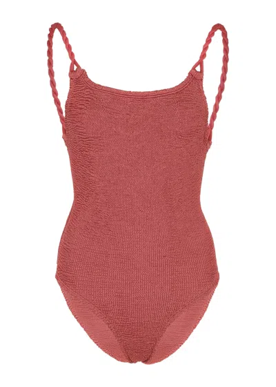 Hunza G Camille One Piece Metallic Rosewood In Pink