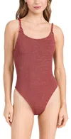 Hunza G Camille Crinkle One Piece Swimsuit In Metallic Rosewood