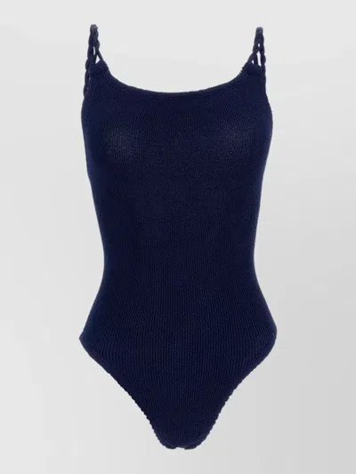 Hunza G Camille One Piece Swimsuit Braided Straps In Blue