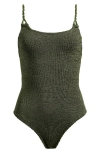Hunza G Camille One-piece Swimsuit In Metallic Khaki