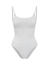 Hunza G Camille White Swimsuit With Twisted Shoulder Straps And Open Rear In Tech Fabric Woman In White