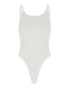 Hunza G Camille White Swimsuit With Twisted Shoulder Straps And Open Rear In Tech Fabric Woman In White