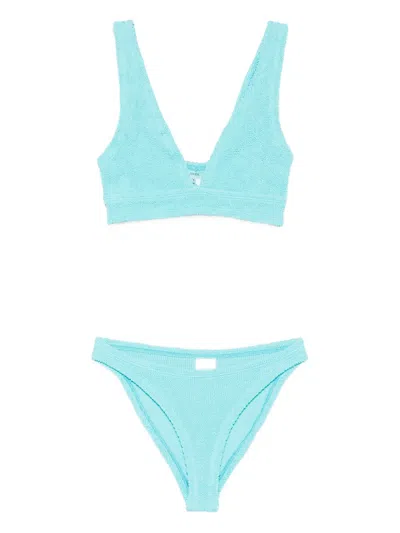 Hunza G Carla Textured-finish Bikini In Blue