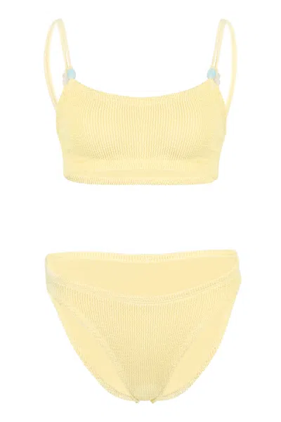 Hunza G Cassie Beaded Bikini Butter In Yellow