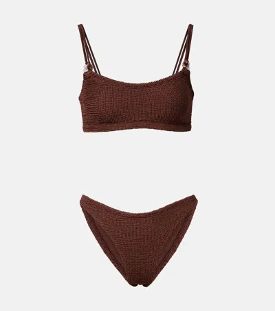 Hunza G Cassie Embellished Bikini In Brown
