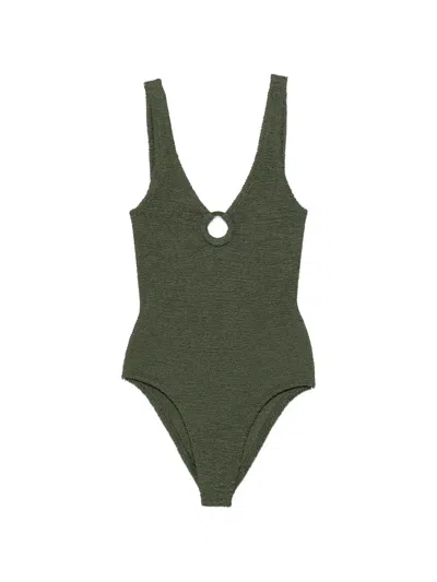 Hunza G Celine Circle-detail Swimsuit In Green