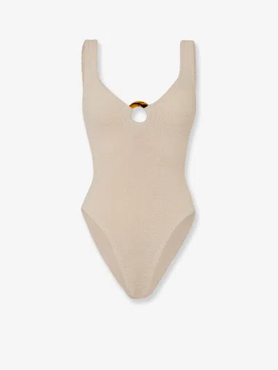 Hunza G Celine Crinkle Fabric One-piece Swimsuit In Pink