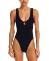 Hunza G Coverage Celine Swim With Fabric Covered Hoop Black In Black