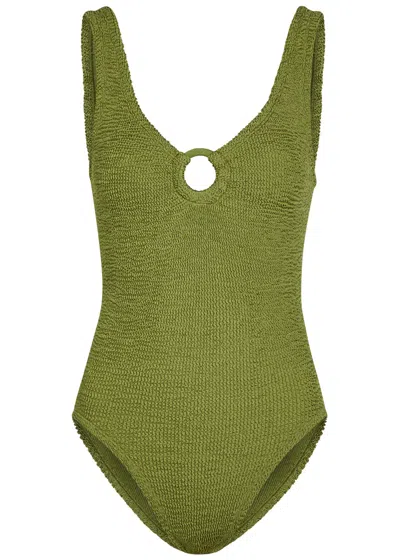 Hunza G Celine Crinkle Swimsuit In Green