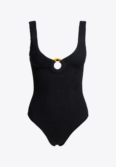 Hunza G Celine Crinkle Fabric One-piece Swimsuit In Black