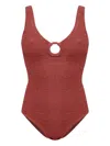 Hunza G Celine Hoops Crinkle Swimwear In Burgundy